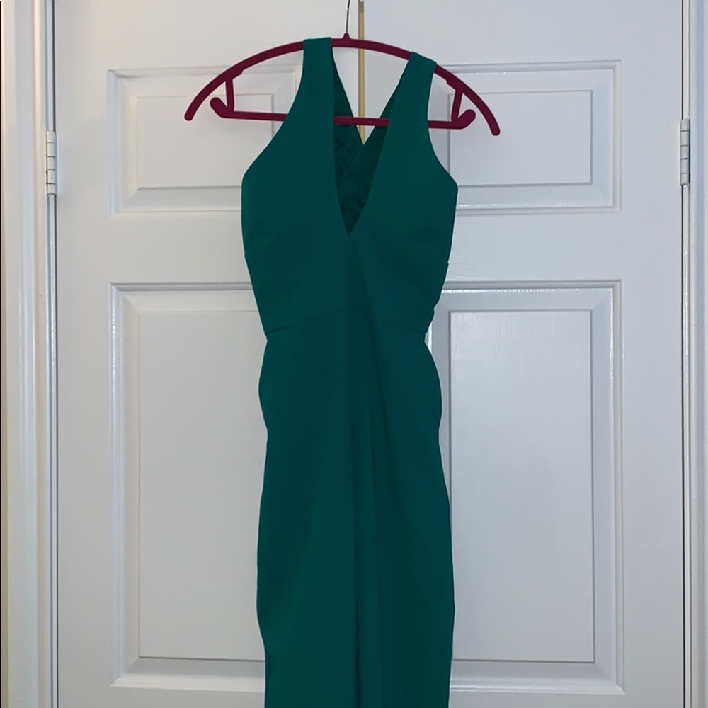 BCBGeneration Skinny Leg Jumpsuit in True Emerald